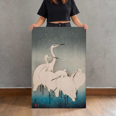 Egrets in Snow by Ohara Koson Canvas Print