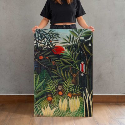 Monkeys and Parrot in the Virgin Forest by Henri Rousseau Canvas Print