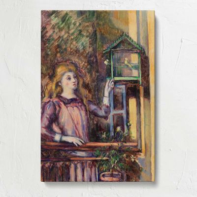 Girl with Birdcage by Paul Cézanne Canvas Print
