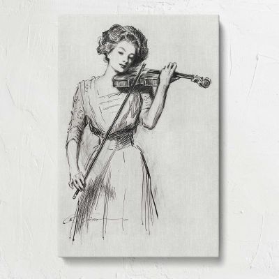 The Sweetest Story Ever Told Woman with a Violin by Charles Dana Gibson Canvas Print