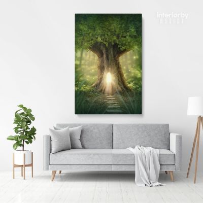 Mystic Fairy Tree of Life Enchanted Forest Mystical Lights Digital Posters Canvas Wall Art
