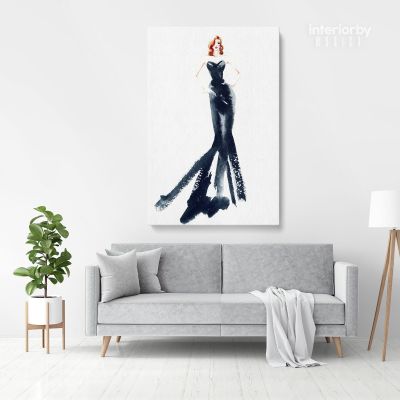 Modern Women Watercolor Painting Posters Print Black and White Canvas with Frame