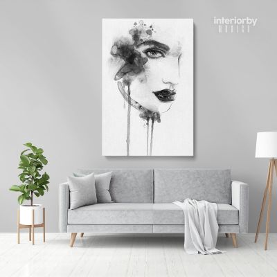 Black And White Creative Modern Women Watercolor Painting Canvas