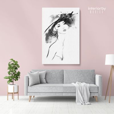 Black And White Creative Women Watercolor Painting Posters Print Canvas