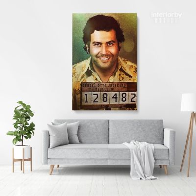 Pablo Escobar Mug Shot Glossy Canvas Wall Art