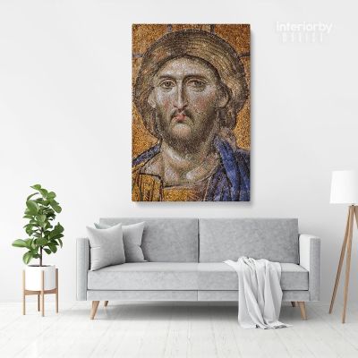 Mosaic of Christ wall art or, Mosaic 9th Century Christ Canvas Wall Art