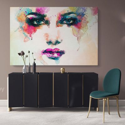 Abstract Original Watercolour Painting Purple Painting of a Girl Canvas Wall Art