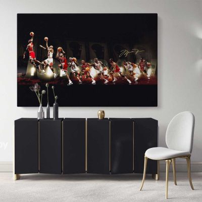 Michael Jordan Basketball Player Canvas Autograph Canvas Wall Art