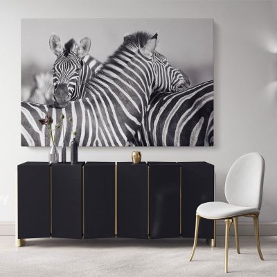 Zebra Large Black and White Photography Canvas Wall Art