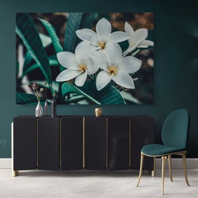 Tropical Flowers Leaves Canvas for Green Leaves WallArt Canvas Wall Art