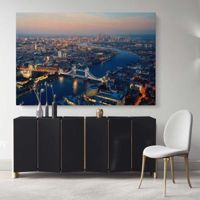 London City Skyline at Dawn Landscape Tower Bridge Big Ben Westminster Canvas Wall Art