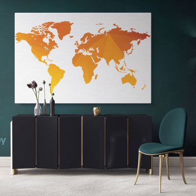Modern Abstract World Map wall art Bright Different Colors Wall Art Modern wall art Canvas Wall Art