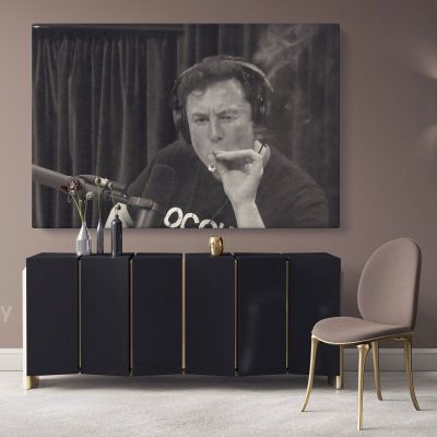 Elon Musk Poster Smoking Weed Canvas Wall Art