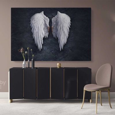 Banksy Style White Angel Wings Banksy Reproduction Wall Canvas Wall Art