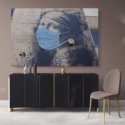 Banksy Style Graffiti The Girl with The Pierced Eardrum Canvas Wall Art