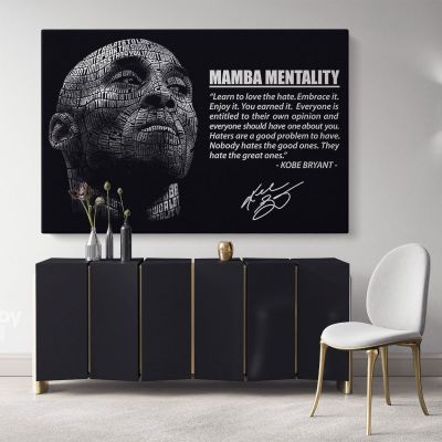 Mamba Mentality Motivational Quotes Kobe Bryant Basketball Player Canvas Wall Art