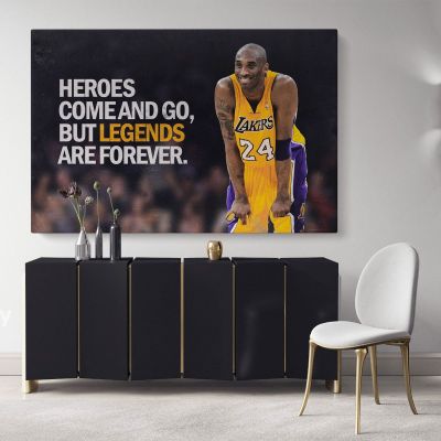 Kobe Bryant Last Game Basketball Player Mamba Mentality Motivational Quotes Canvas Wall Art