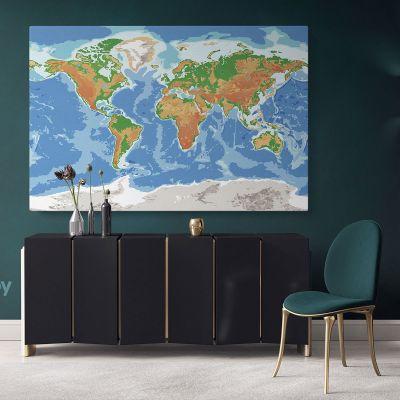 Modern Water Color World Map Canvas Wall Art
