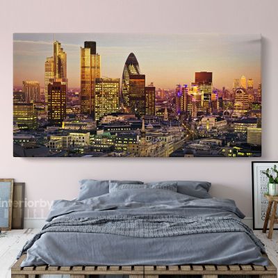 London City of Financial District Background Panoramic Canvas Wall Art