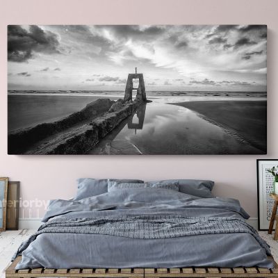 Panoramic Black and White Photography Printed Canvas Wall Art