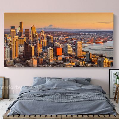 Panoramic Canvas Seattle Skyline Photo Print Poster Banner Canvas