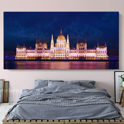 Panoramic Fishermans Bastion Fortress in Budapest Hungary Canvas with Frame
