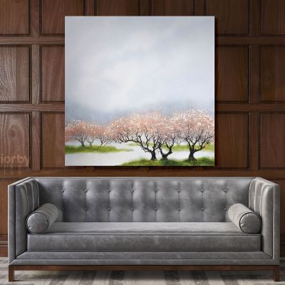 Modern Watercolour Spring Tree Paint Canvas Wall Art