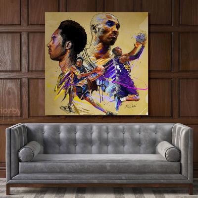 Kobe Bryant Basketball Player Drawing Photo Print on Canvas