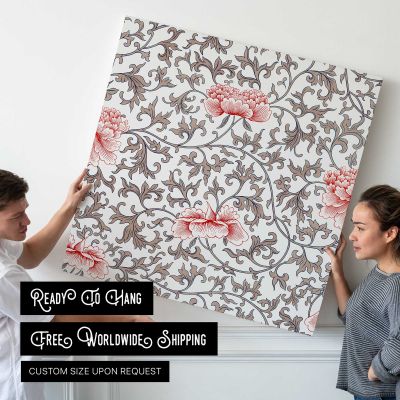 Decorative seamless pattern floral background Square Canvas Wall Art