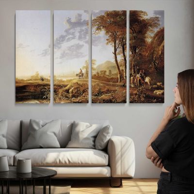Evening River Landscape by Aelbert Cuyp Canvas Wall Art Print