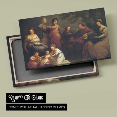 Family Gathered around a Hearth Canvas Wall Art Print
