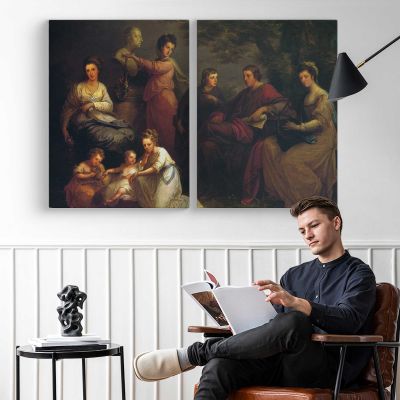 Family Gathered around a Hearth Canvas Wall Art Print