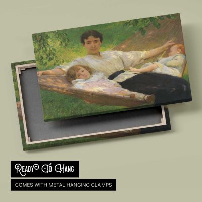 Family Resting on the Grass Canvas Wall Art Print