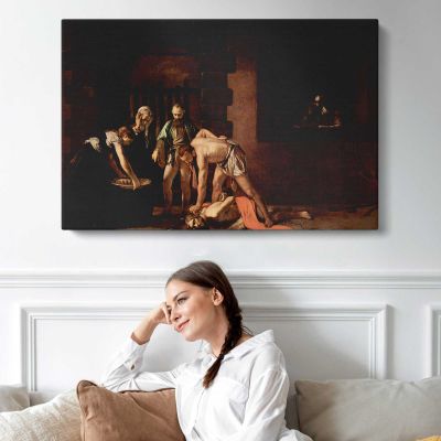 Figures in a Candlelit Interior by Caravaggio Canvas Wall Art Print