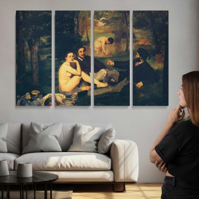 Figures Resting by the Water by Edouard Manet Canvas Wall Art Print