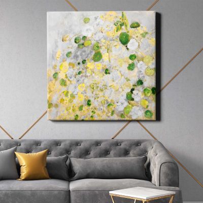 Floral finger painting on a textured wall vector Square Canvas Wall Art