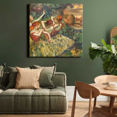 Four Dancers (ca. 1899) painting in high resolution by EDGAR DEGAS Square Canvas Wall Art