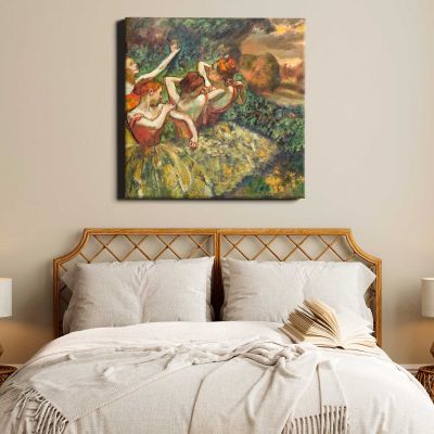 Four Dancers (ca. 1899) painting in high resolution by EDGAR DEGAS Square Canvas Wall Art