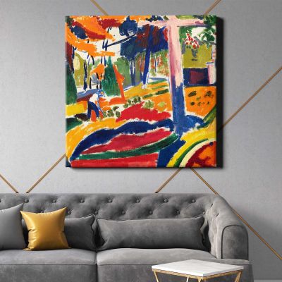 Garden (ca.1915) painting in high resolution by Henry Lyman Sayen Square Canvas Wall Art