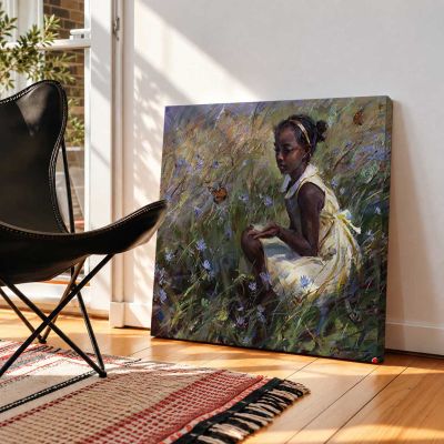 Girl in Wildflowers by Daniel Gerhartz Square Canvas Wall Art