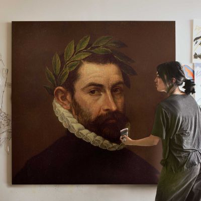Greco, El - Portrait of the Poet Alonso Ercilla y Zuniga Square Canvas Wall Art