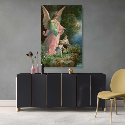 Guardian Angel with Children - Spiritual 1914 Divine Protection Scene 