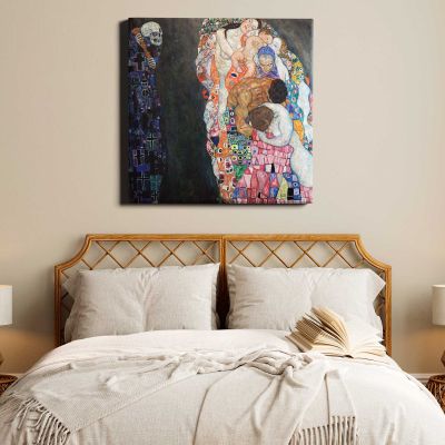 Gustav Klimt Death and Life (1910-1915) Square Canvas Wall Art