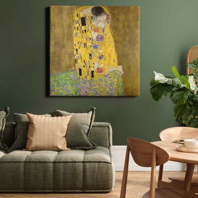 Gustav Klimt The Kiss (1907–1908) Square Canvas Wall Art