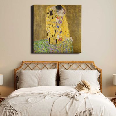 Gustav Klimt The Kiss (1907–1908) Square Canvas Wall Art