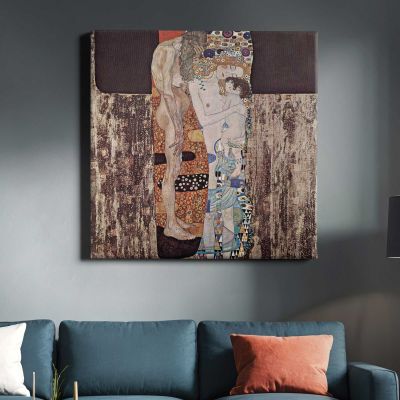 Gustav Klimt The Three Ages of the Woman (1905) Square Canvas Wall Art
