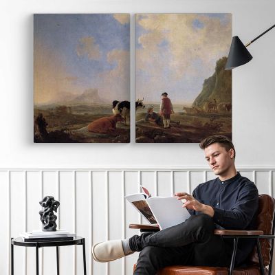 Herdsmen with Cows by Aelbert Cuyp Canvas Wall Art Print