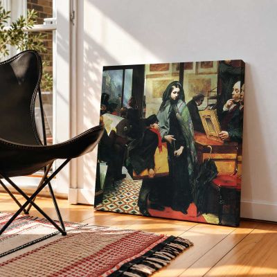 Historic Courtroom Scene Square Canvas Wall Art