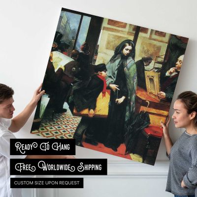 Historic Courtroom Scene Square Canvas Wall Art