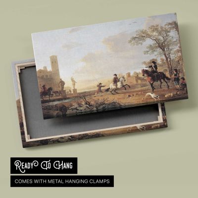 Horse in a River Landscape by Aelbert Cuyp Canvas Wall Art Print